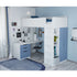 Hochbett mit Kleiderschrank und Schreibtisch weiß blau IKEA Matratze Polini Home