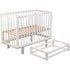 Polini Kids Gitterbett Babybett Kinderbett höhenverstellbar mit Schaukelfunktion aus Massivholz in Weiß-Grau